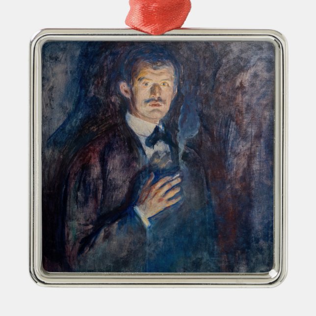 Edvard Munch - Self-Portrait with Cigarette Metal Tree Decoration (Front)