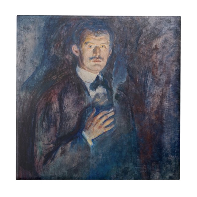 Edvard Munch - Self-Portrait with Cigarette Tile (Front)