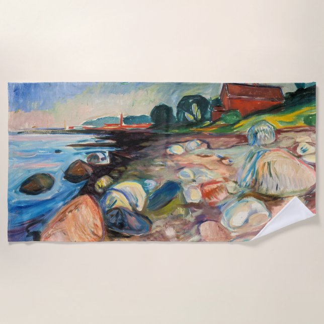 Edvard Munch - Shore with Red House Beach Towel (Front)