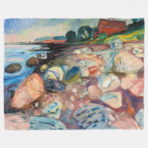 Edvard Munch - Shore with Red House Fleece Blanket