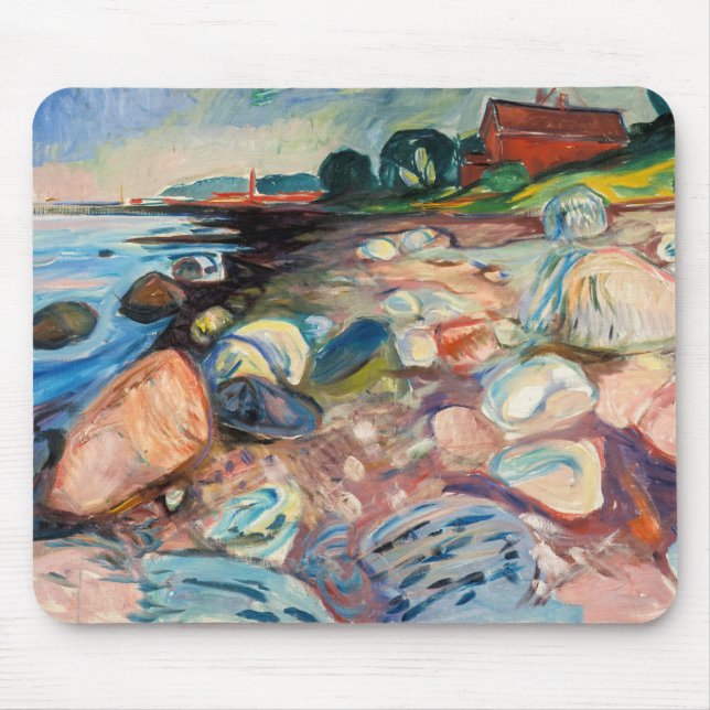 Edvard Munch - Shore with Red House Mouse Mat (Front)