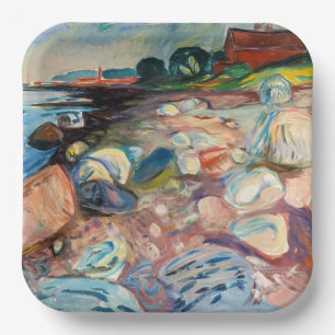 Edvard Munch - Shore with Red House Paper Plate