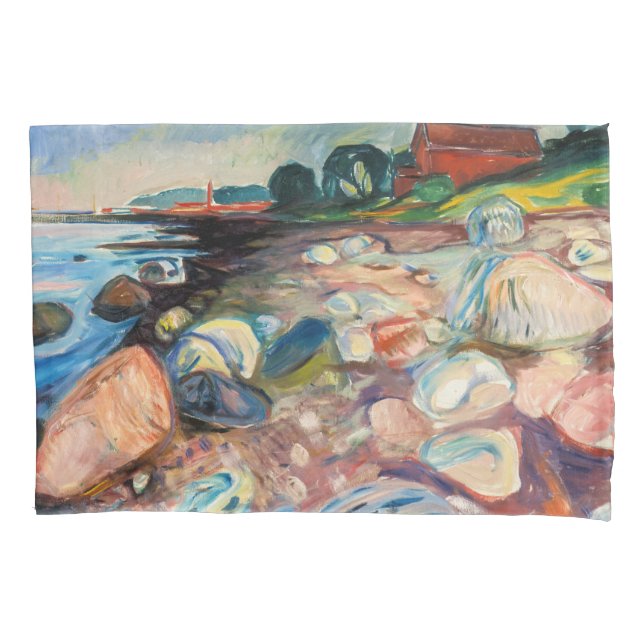 Edvard Munch - Shore with Red House Pillowcase (Front)