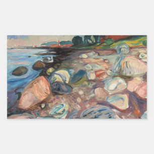 Edvard Munch - Shore with Red House Rectangular Sticker