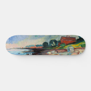 Edvard Munch - Shore with Red House Skateboard