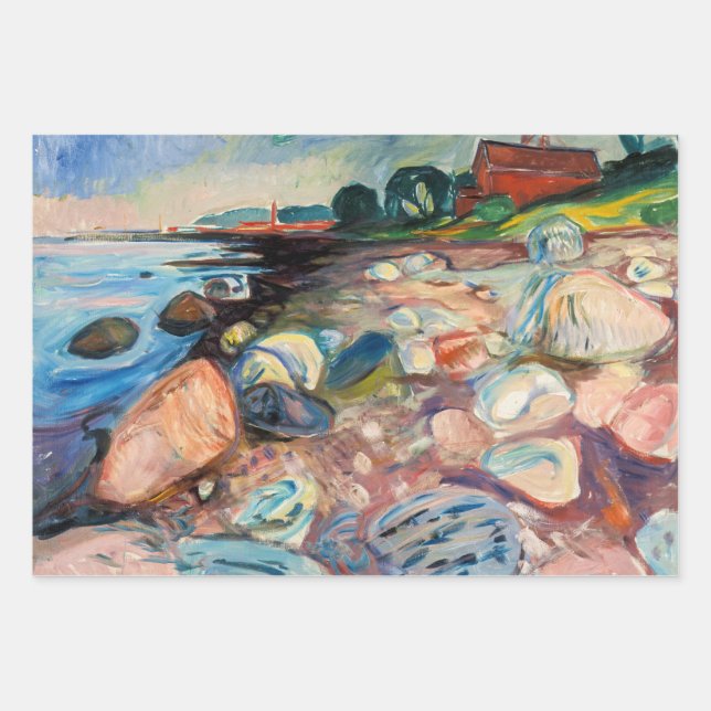 Edvard Munch - Shore with Red House Wrapping Paper Sheet (Front)