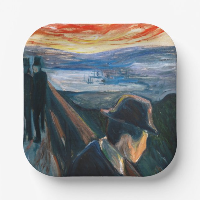 Edvard Munch - Sick Mood at Sunset, Despair 1892 Paper Plate (Front)