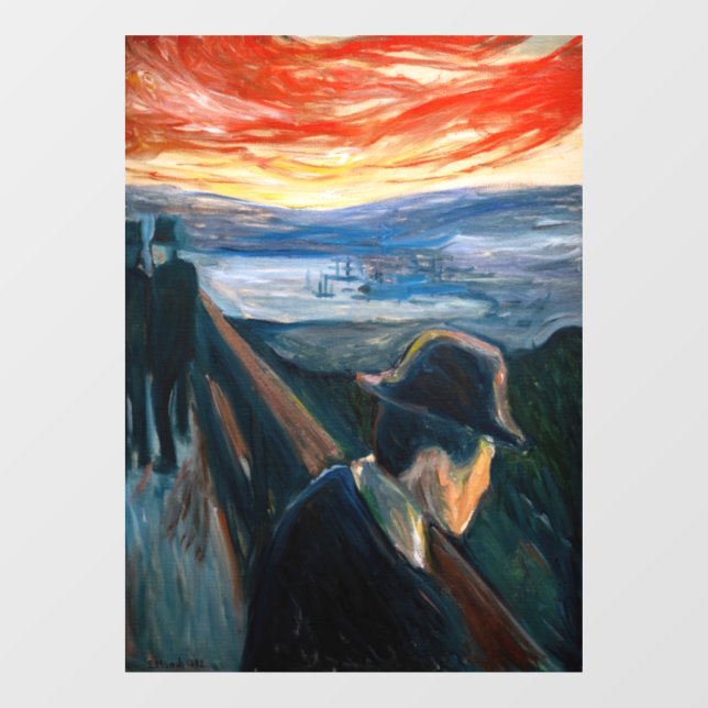 Edvard Munch - Sick Mood at Sunset, Despair 1892 Window Cling (Sheet)
