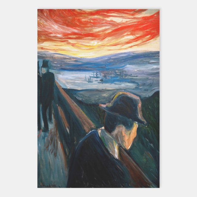 Edvard Munch - Sick Mood at Sunset, Despair 1892 Wrapping Paper Sheet (Creator Uploaded)