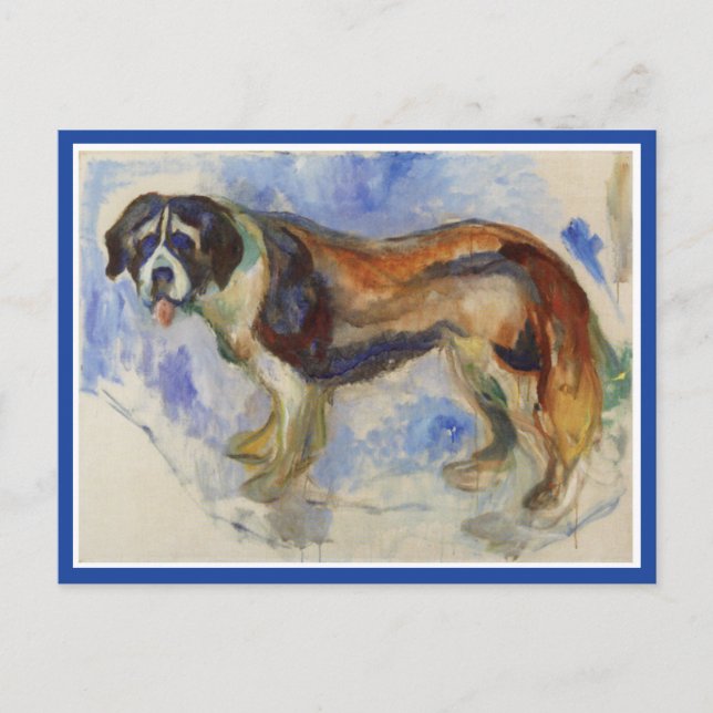Edvard Munch, St. Bernard Dog Painting Postcard (Front)