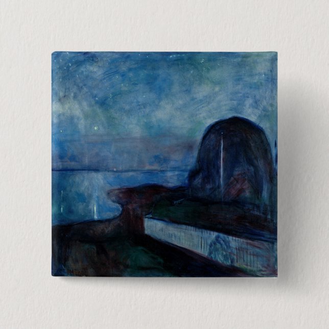 Edvard Munch - Starry Night 1893 15 Cm Square Badge (Front)