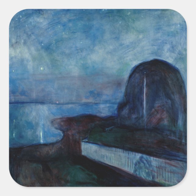 Edvard Munch - Starry Night 1893 Square Sticker (Front)