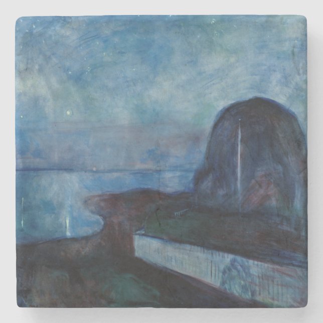 Edvard Munch - Starry Night 1893 Stone Coaster (Front)