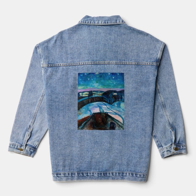Edvard Munch - Starry Night 1922 Denim Jacket (Back)