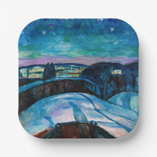 Edvard Munch - Starry Night 1922 Paper Plate