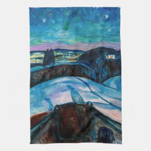 Edvard Munch - Starry Night 1922 Tea Towel