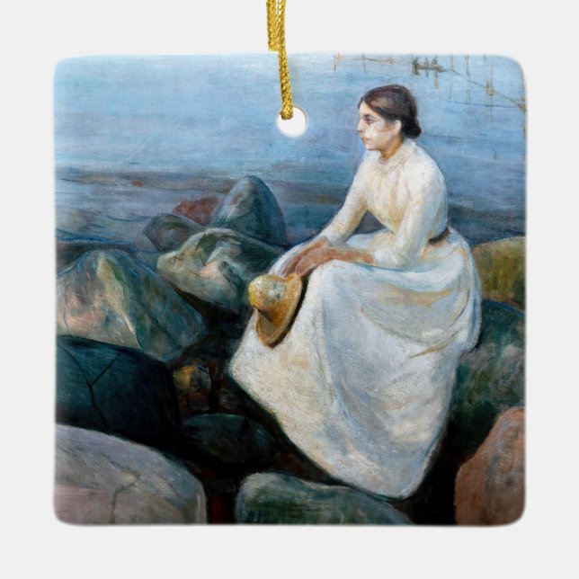Edvard Munch - Summer Night, Inger on the Beach Ceramic Ornament (Front)