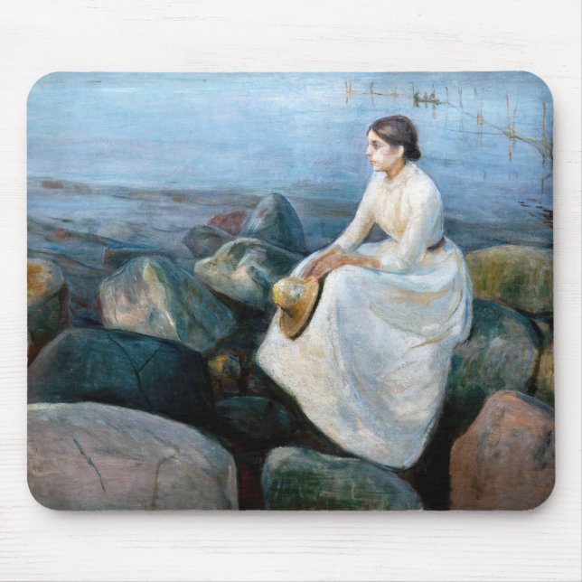 Edvard Munch - Summer Night, Inger on the Beach Mouse Mat (Front)