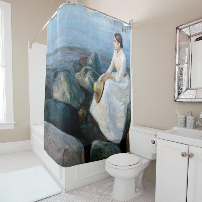 Edvard Munch - Summer Night, Inger on the Beach Shower Curtain (In Situ)