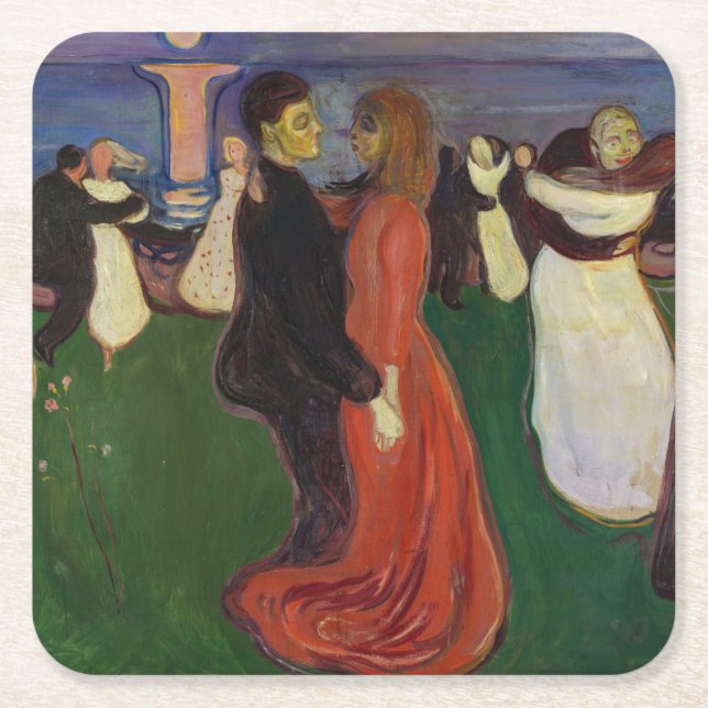 Edvard Munch - The Dance of Life Square Paper Coaster (Front)