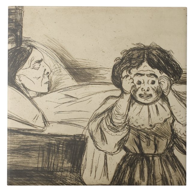 Edvard Munch - The Dead Mother and Her Child Tile (Front)
