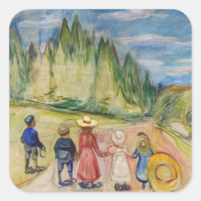 Edvard Munch - The Fairytale Forest Square Sticker (Front)