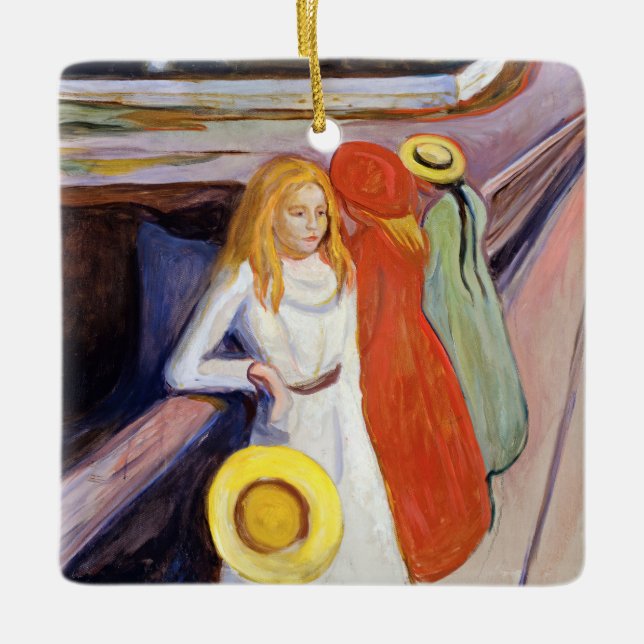 Edvard Munch - The Girls on the Bridge 1901 Ceramic Ornament (Front)