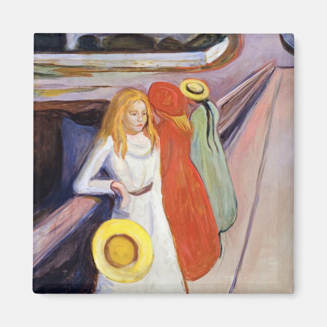 Edvard Munch - The Girls on the Bridge 1901 Magnet (Front)