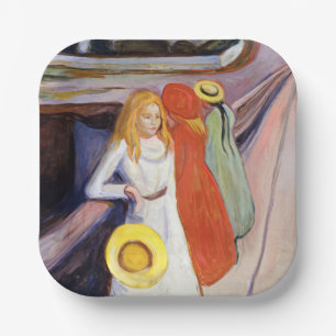 Edvard Munch - The Girls on the Bridge 1901 Paper Plate
