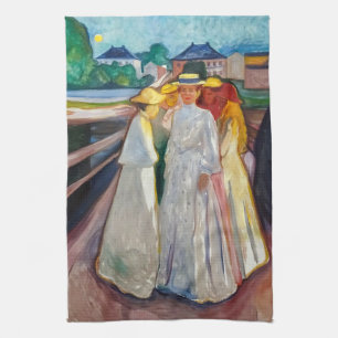 Edvard Munch - The Girls on the Bridge 1903 Tea Towel