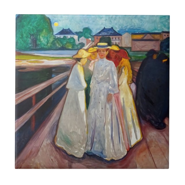 Edvard Munch - The Girls on the Bridge 1903 Tile (Front)