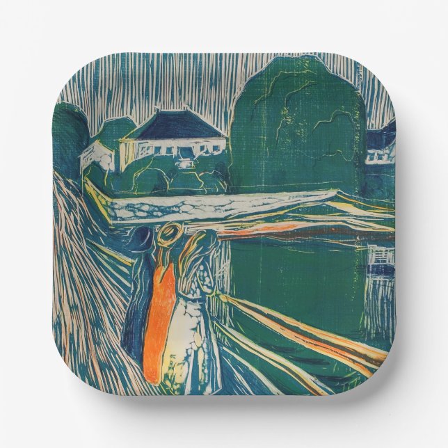 Edvard Munch - The Girls on the Bridge, Lithograph Paper Plate (Front)