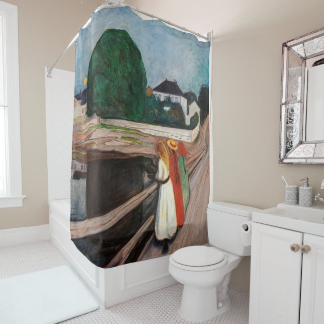 Edvard Munch - The Girls on the Bridge Shower Curtain (In Situ)