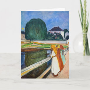 Edvard Munch - The Girls on the Bridge White Night Card