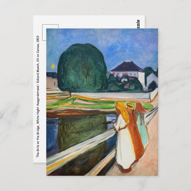 Edvard Munch - The Girls on the Bridge White Night Postcard (Front/Back)