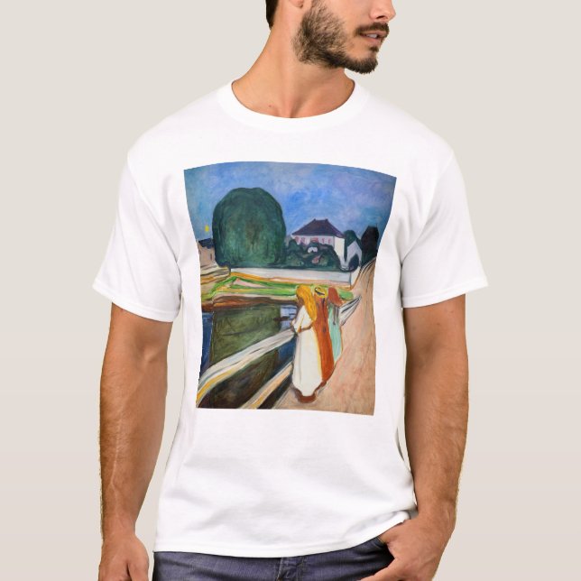 Edvard Munch - The Girls on the Bridge White Night T-Shirt (Front)
