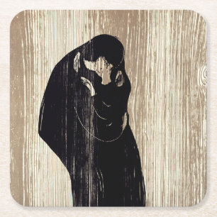 Edvard Munch - The Kiss IV Square Paper Coaster