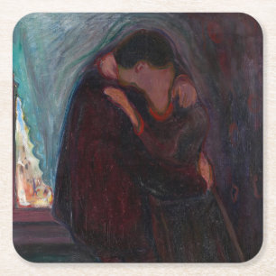 Edvard Munch - The Kiss Square Paper Coaster