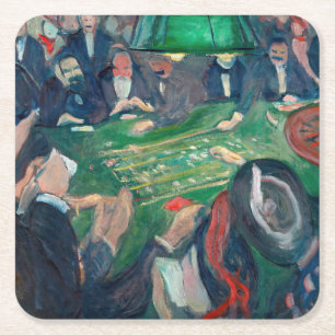 Edvard Munch - The Roulette Table in Monte Carlo Square Paper Coaster