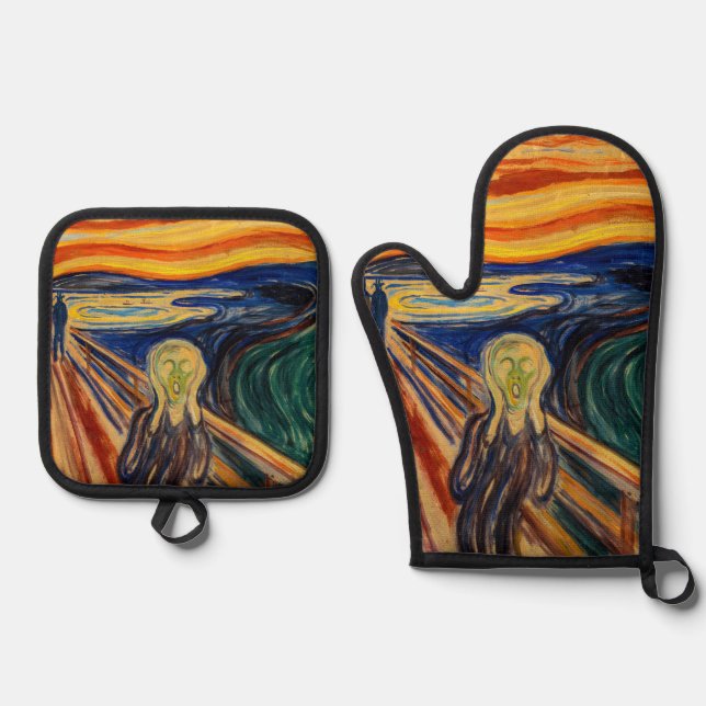 Edvard Munch - The Scream 1910 Oven Mitt & Pot Holder Set (Front)