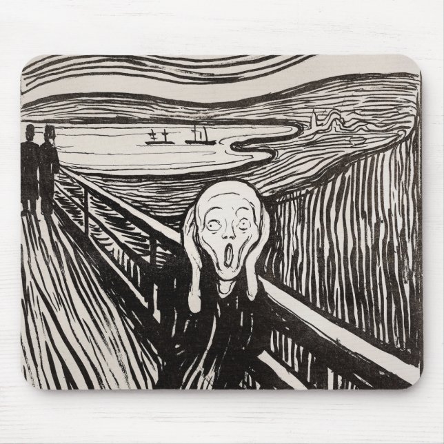 Edvard Munch The Scream Lithograph Print Famous Mouse Mat (Front)