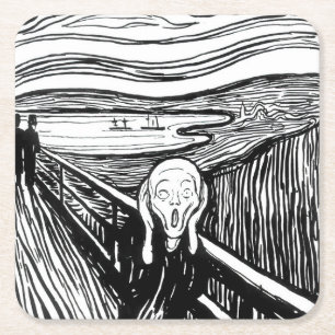 Edvard Munch - The Scream Lithography Square Paper Coaster
