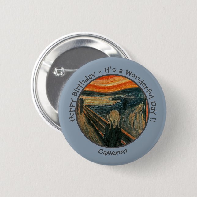 Edvard Munch The Scream Party Items Collection 6 Cm Round Badge (Front & Back)