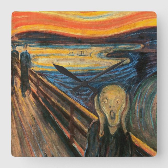 Edvard Munch, "The Scream" Square Wall Clock (Front)