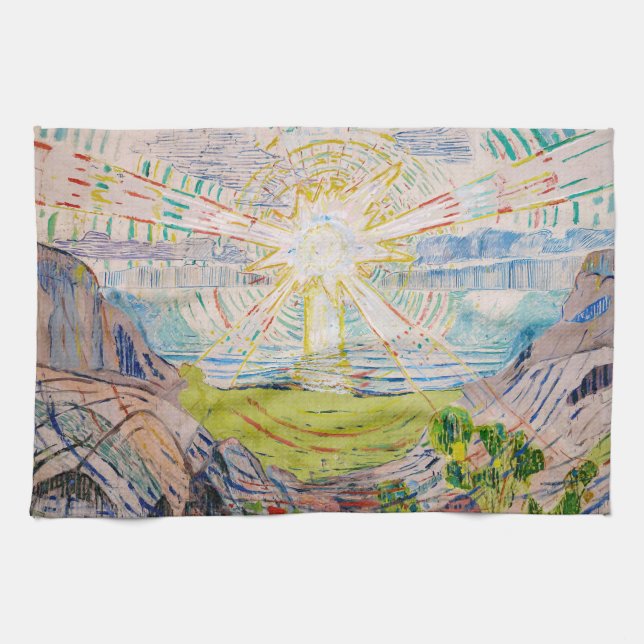 Edvard Munch - The Sun 1910 Tea Towel (Horizontal)