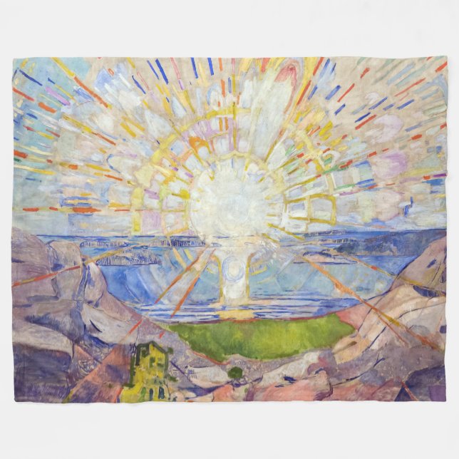 Edvard Munch - The Sun 1911 Fleece Blanket (Front (Horizontal))