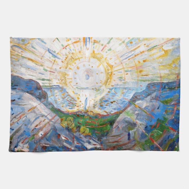 Edvard Munch - The Sun 1912 Tea Towel (Horizontal)