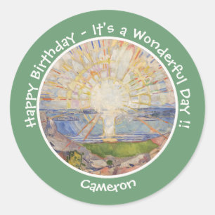 Edvard Munch The Sun (Solen) - Sunrise Party Items Classic Round Sticker