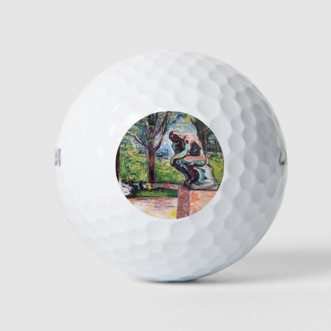 Edvard Munch - The Thinker by Rodin Golf Balls (Front)