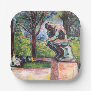 Edvard Munch - The Thinker by Rodin Paper Plate